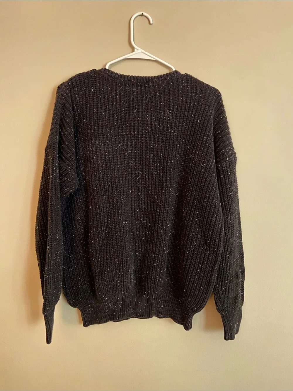 Oversized Black Speckled Crewneck Sweater - Picture 4 of 7